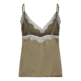 Elegant Pip V-Neck Camisole Top in Fresh Green with Delicate Lace Trim