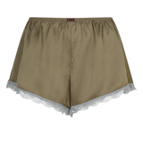 Love Stories Apollo Green Satin Sleep Shorts: Mid-Waist, Loose Fit Comfort