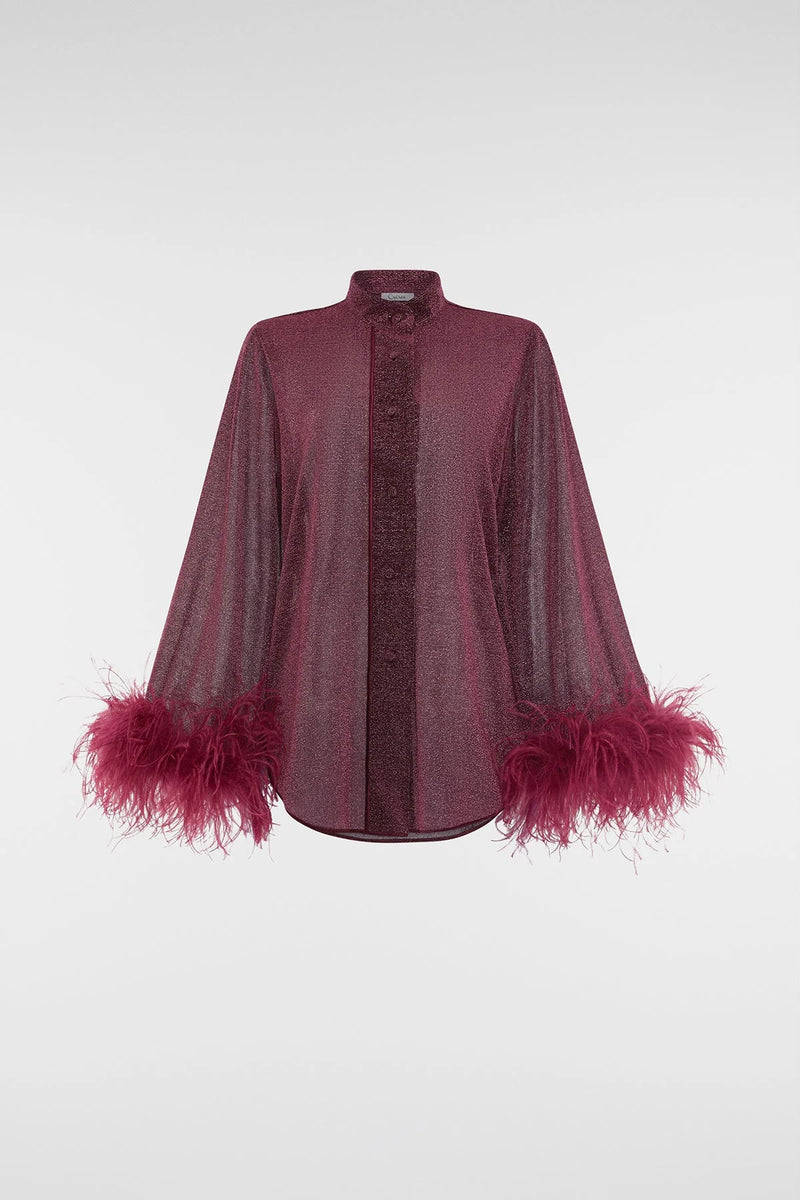 LUMIERE PLUMAGE LONG SHIRT Aubergine | قميص علوي نسائي