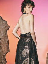 Mire Maxi Open Back Dress Black | فستان نسائي