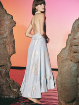 Mire Maxi Open Back Dress Baby Blue | فستان نسائي