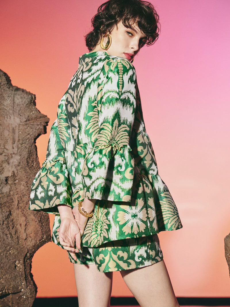 Palm Tree Blouse Green | أعلى قميص المرأة