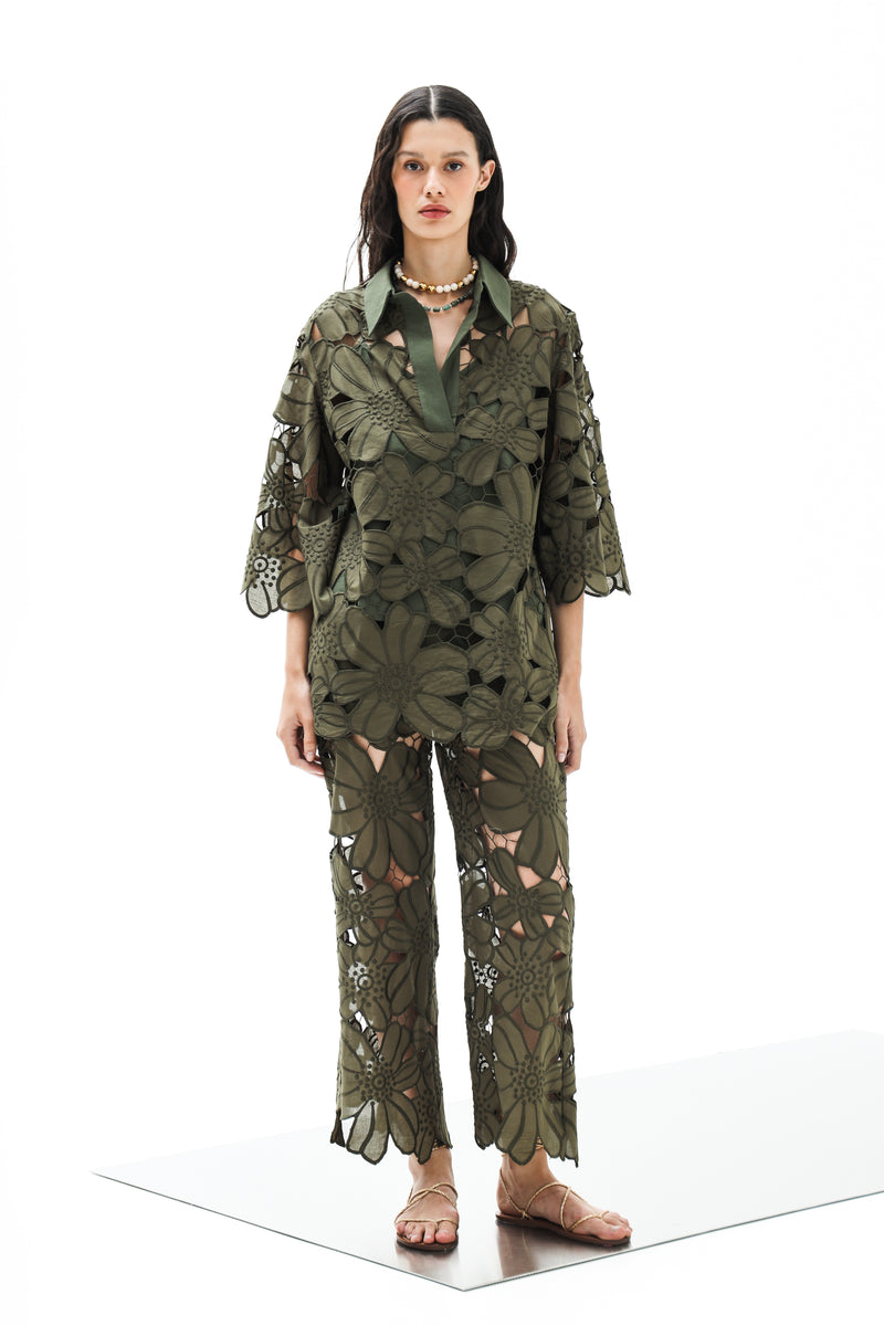 Trouser Ophelia Althea Pesto| المرأة القصيرة