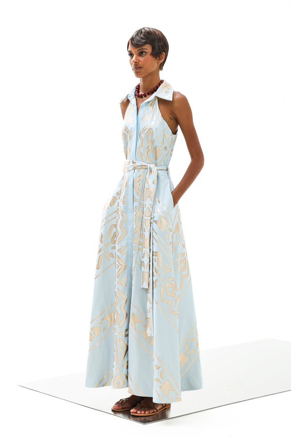 Maxi Dress Althea Gold Blue| فستان نسائي