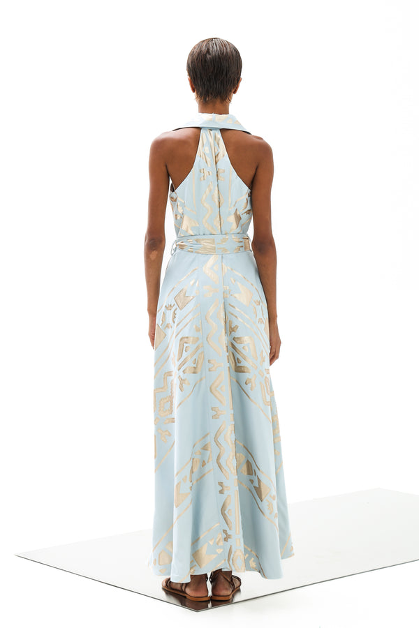 Maxi Dress Althea Gold Blue| فستان نسائي