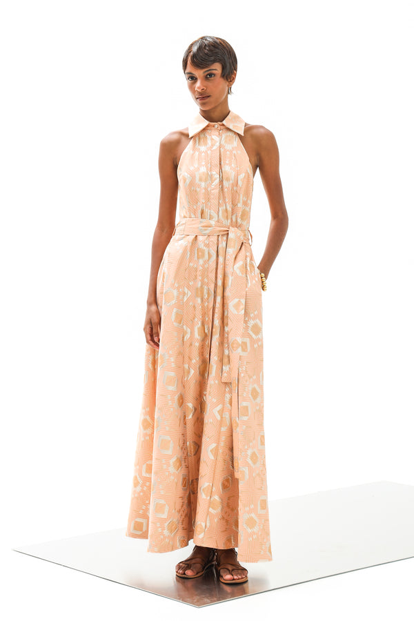 Maxi Dress Althea Square Gold Peach| فستان نسائي
