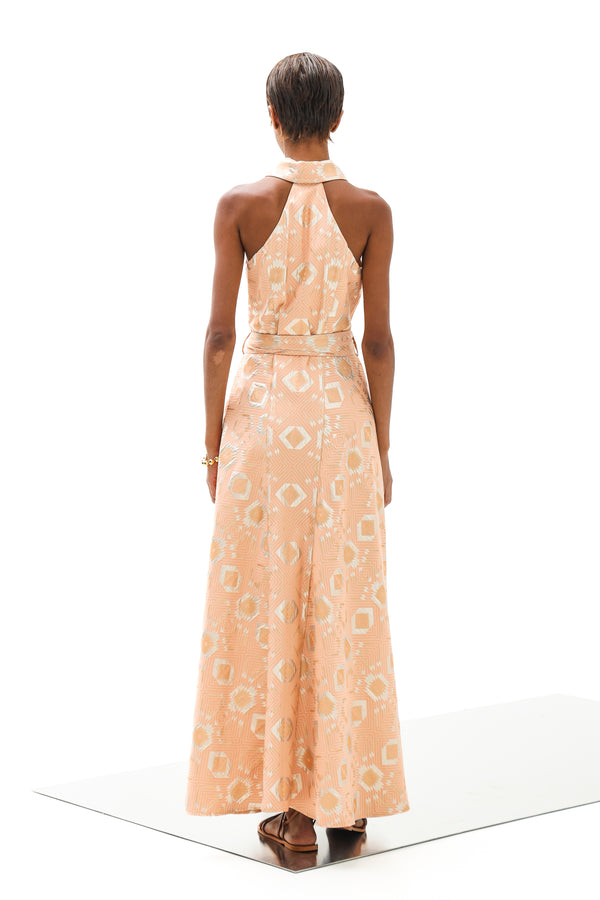 Maxi Dress Althea Square Gold Peach| فستان نسائي
