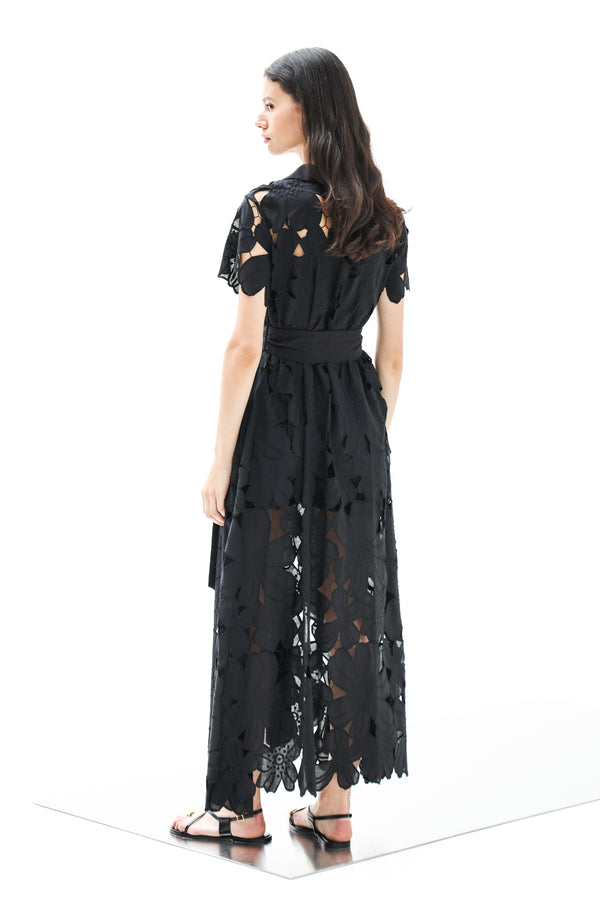 Shirt Dress Anafi Petunia Long Lace Althea Black | فستان نسائي