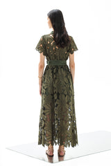 Shirt Dress Anafi Petunia Long Lace Althea Pesto | فستان نسائي