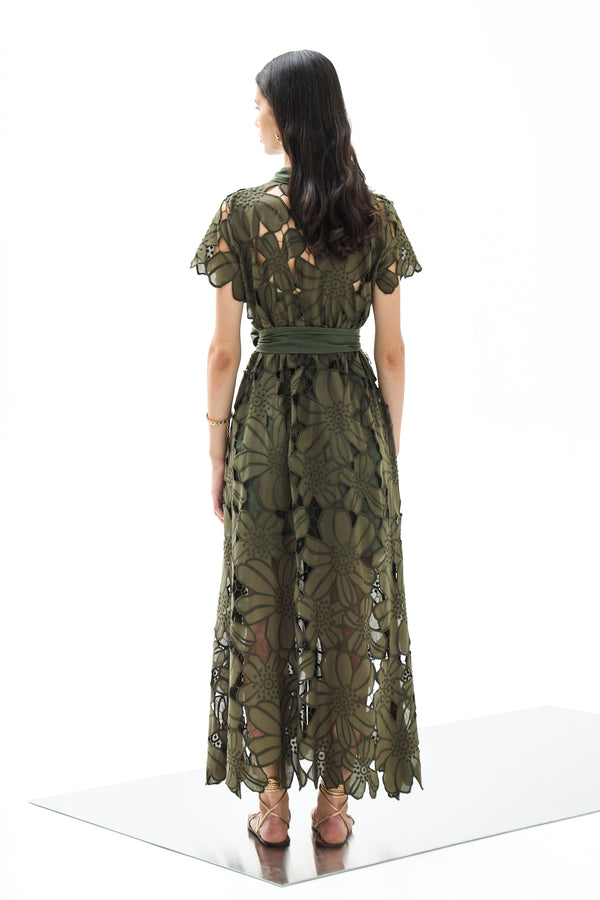 Shirt Dress Anafi Petunia Long Lace Althea Pesto | فستان نسائي