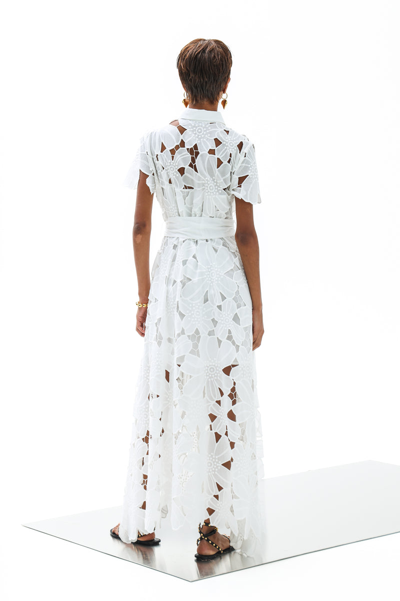Shirt Dress Anafi Petunia Long Lace Althea White | فستان نسائي