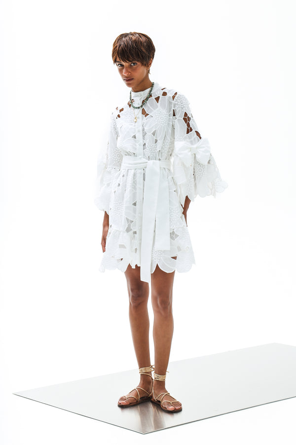 Shirt Dress Xanthippe Petunia Short Lace Althea White | فستان نسائي