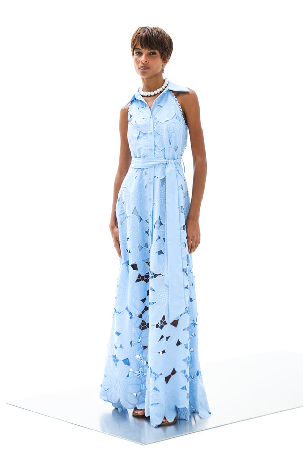 Shirt Dress Iris Petunia Long Lace Althea Blue| فستان نسائي
