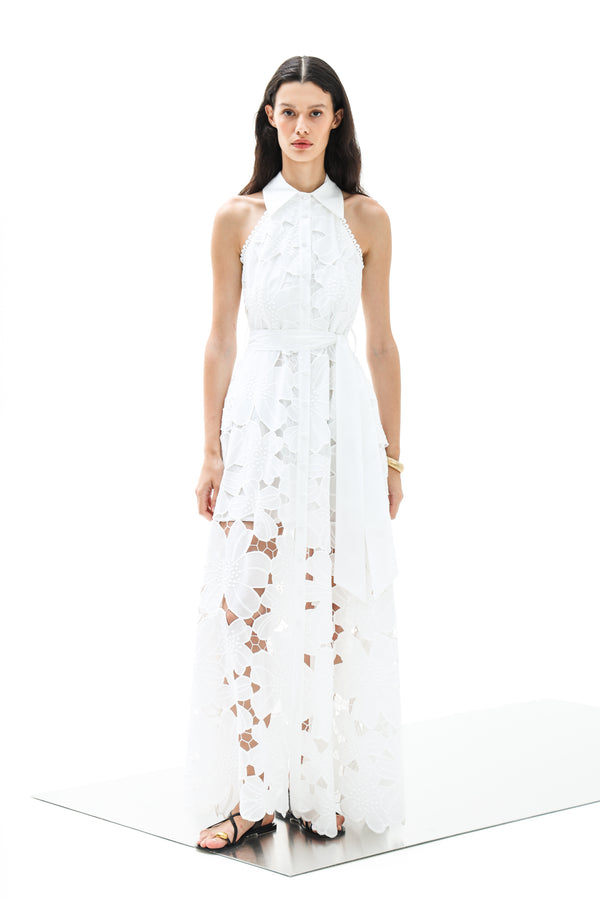 Shirt Dress Iris Petunia Long Lace Althea White| فستان نسائي