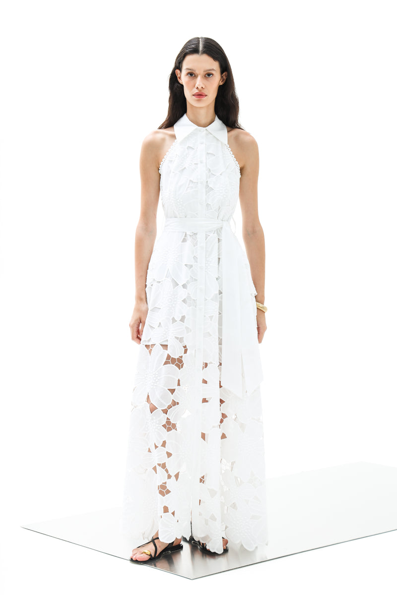 Shirt Dress Iris Petunia Long Lace Althea White| فستان نسائي