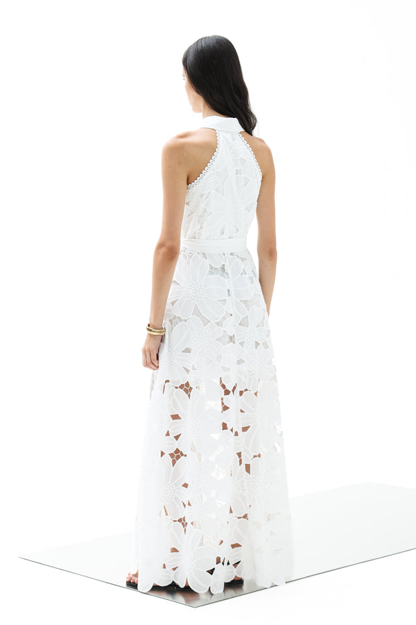 Shirt Dress Iris Petunia Long Lace Althea White| فستان نسائي