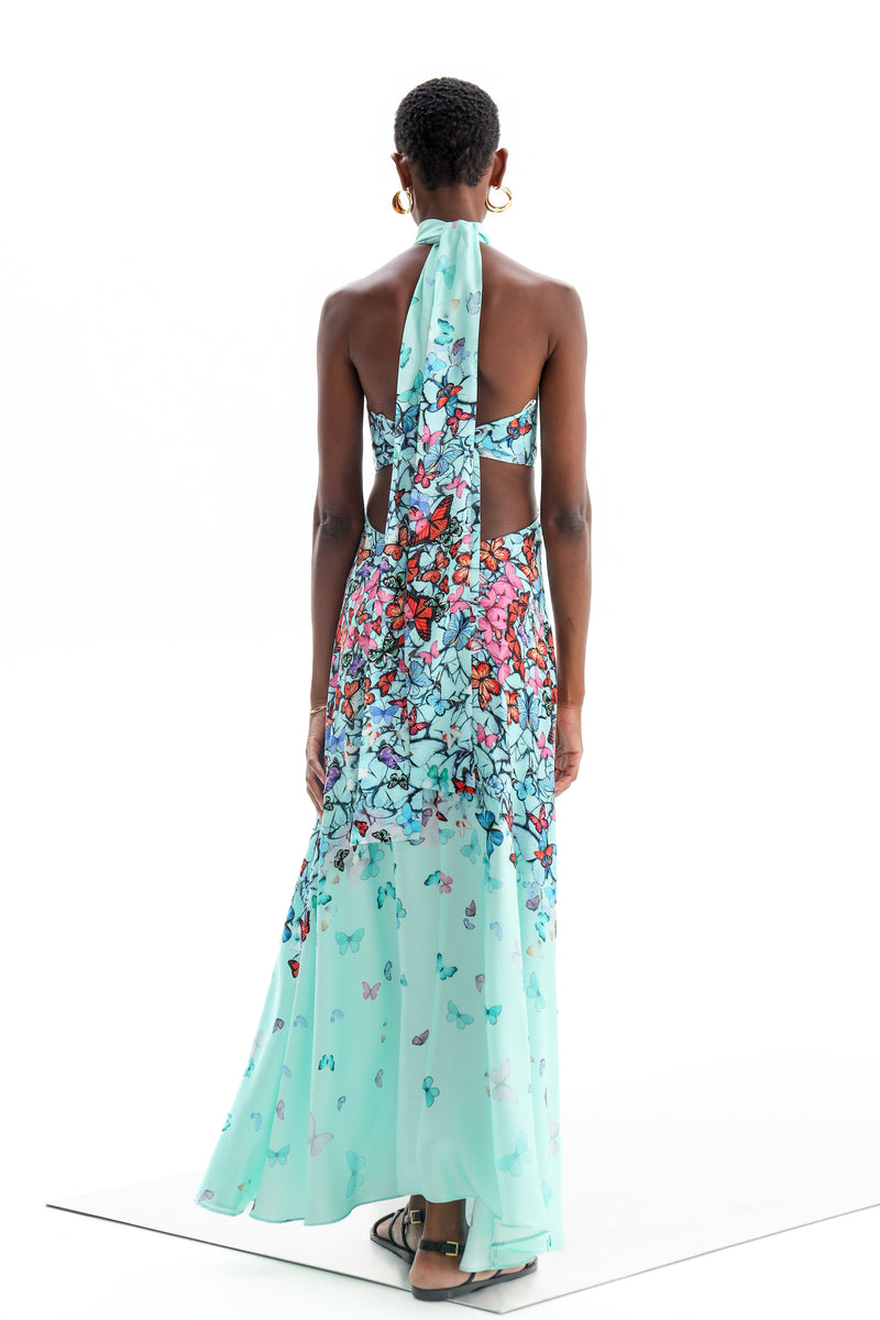 Dress Ersa Cut Out Butterflies Althea Aqua| فستان نسائي