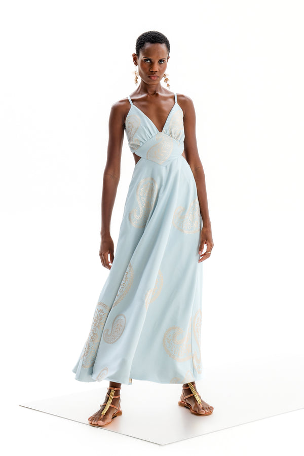 Cut Out Delos Gold Blue Althea| فستان نسائي