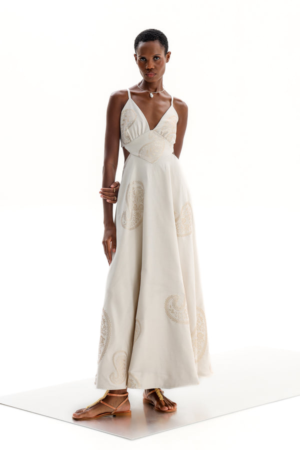 Cut Out Delos Gold Off White Althea| فستان نسائي