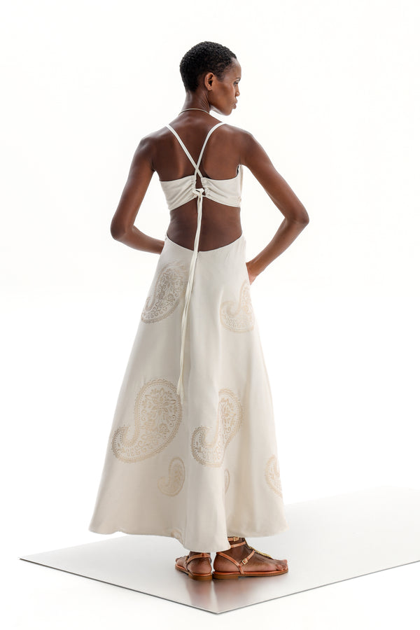 Cut Out Delos Gold Off White Althea| فستان نسائي