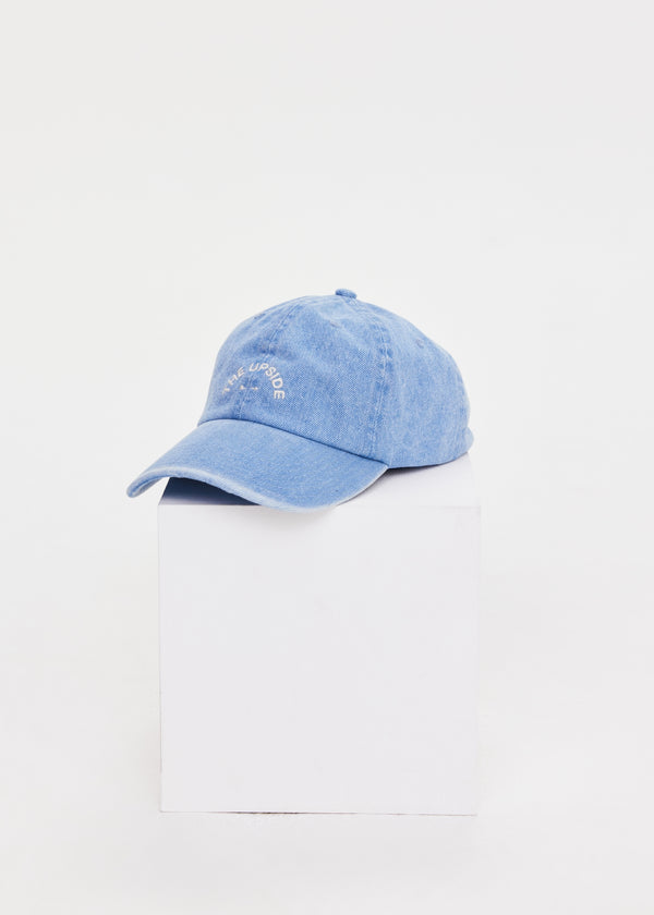 THE UPSIDE Washed Denim Soft Cap - Blue Cotton Retro Horseshoe Logo