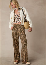THE UPSIDE Leopard Panthera Jetset Pants: Slinky Viscose Blend, Straight Leg, Pockets
