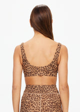 Panthera Daisy Leopard Print Scoop Neck Sports Bra - Recycled Peached Fabric