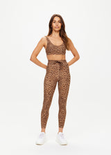 Panthera Daisy Leopard Print Scoop Neck Sports Bra - Recycled Peached Fabric