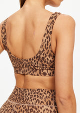 Panthera Daisy Leopard Print Scoop Neck Sports Bra - Recycled Peached Fabric