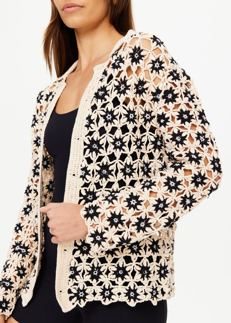 Luminary Malia Crochet Shirt - Natural Long Sleeve Cotton Top