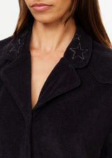 The Upside Women's Black Hemp Cotton Saddle Up Collared Shirt