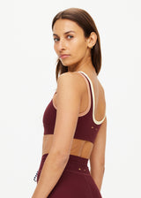The UPSIDE Trail Harley Scoop Bra in Bordeaux Maroon