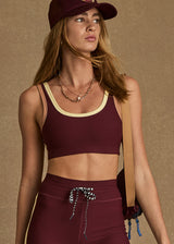 The UPSIDE Trail Harley Scoop Bra in Bordeaux Maroon