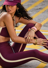 The Upside Trail 25" Maroon Midi Pant Drawcord Waist Leggings