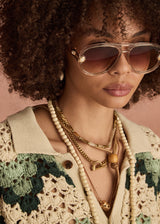 THE UPSIDE Women's Jade Crochet Shirt: Organic Cotton, Relaxed Fit, Button-Front