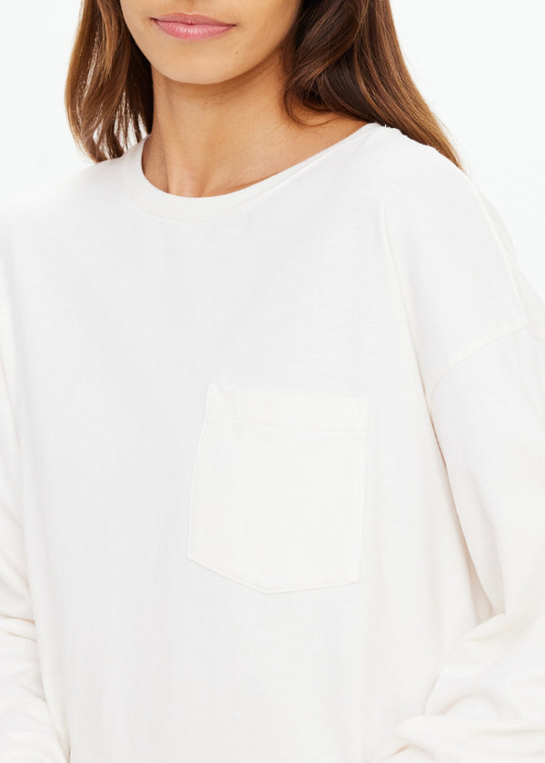 THE UPSIDE Women's Cream Recycled Cotton Soho Cara Relaxed Long Sleeve Top