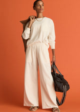 UPSIDE Soho Tokio Cream Wide Leg Recycled Cotton Leisure Pants