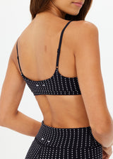 Zenith Pinstripe Women's Sports Bra: Low Coverage, Soft Support, Adjustable Fit