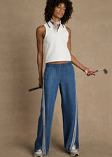 Women's Henri White Cotton Pique Collared Sleeveless Tennis Top