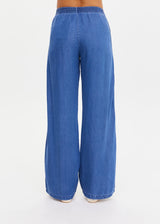 Women's Lykke Juliet Denim Chambray Low-Rise Pants with Mesh Side Stripe