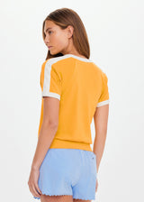 Women's Daisy Salome Mimosa Yellow Organic Cotton Ribbed Neckline Tee