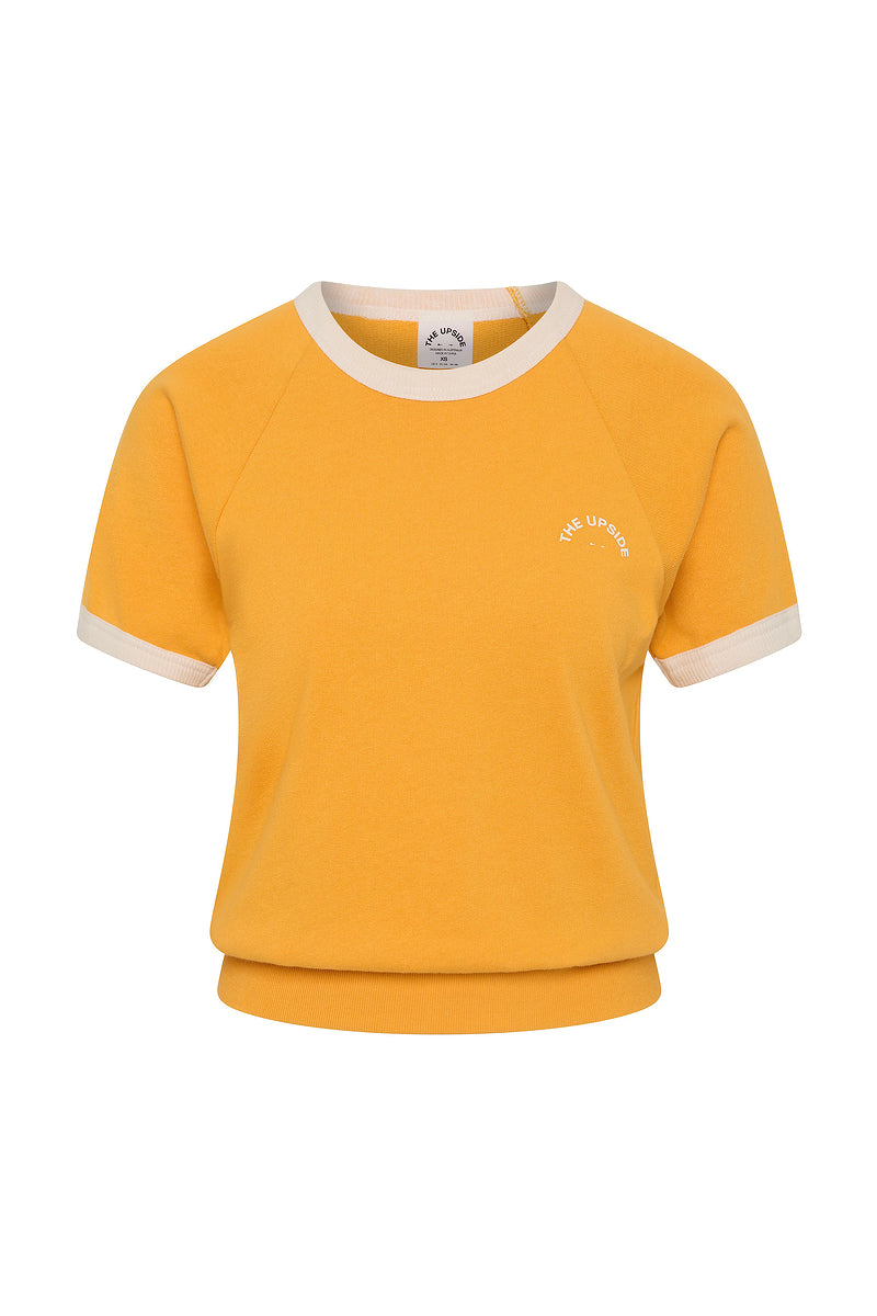Women's Daisy Salome Mimosa Yellow Organic Cotton Ribbed Neckline Tee