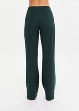 Women's Maneki Petra Flare Racing Green Pants: Eco-Viscose, Hem Splits, Taped Sides