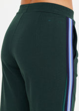 Women's Maneki Petra Flare Racing Green Pants: Eco-Viscose, Hem Splits, Taped Sides