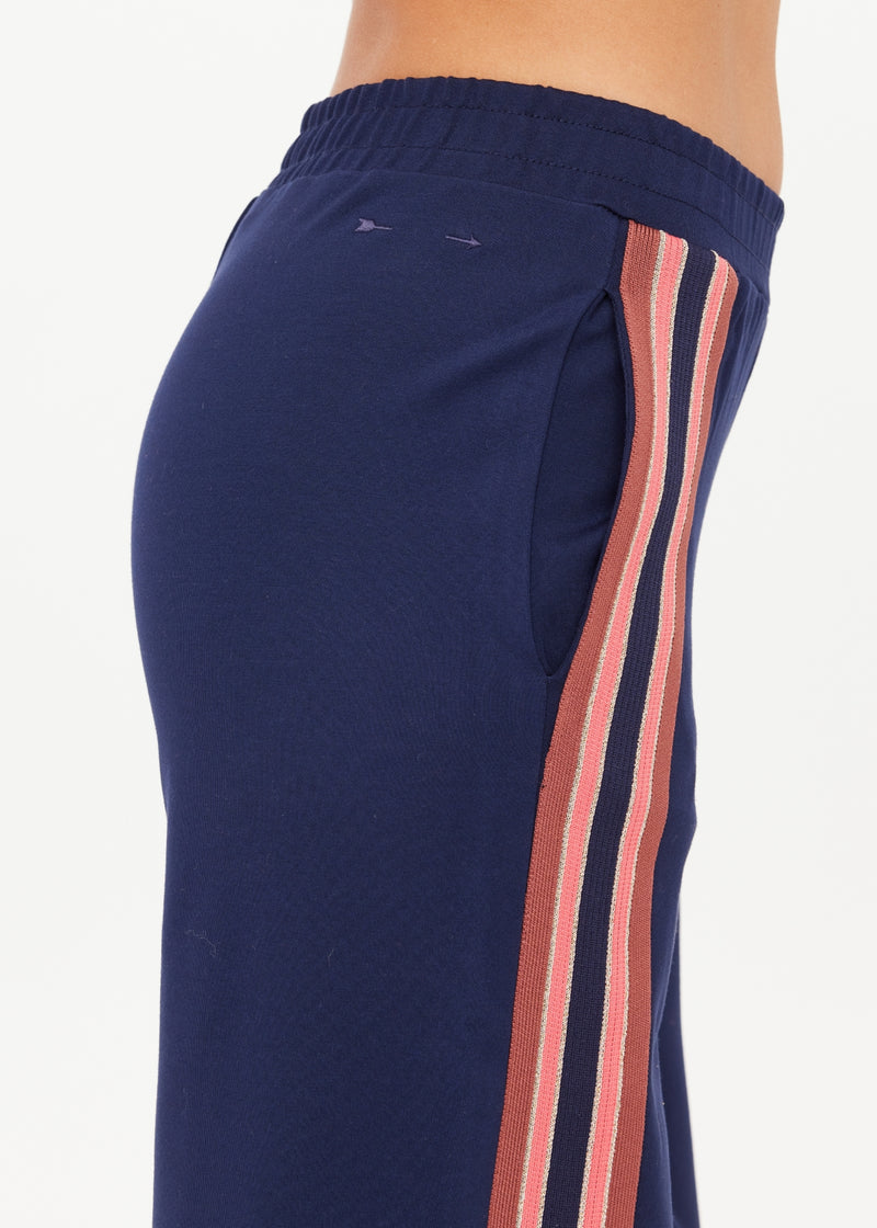 THE UPSIDE Ananda Wide Leg Cody Pant Navy Striped Lounge Trousers
