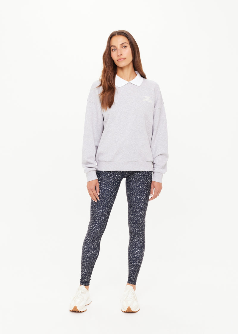 THE UPSIDE Women's Organic Cotton Pascal Collared Crew Neck Sweatshirt Grey Marle