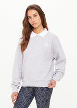 THE UPSIDE Women's Organic Cotton Pascal Collared Crew Neck Sweatshirt Grey Marle
