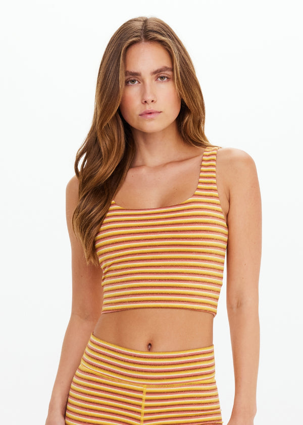 Vibrant Jacquard Stripe Naxos Elyse Crop Top with Removable Cups
