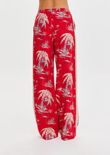 Palma Sierra Holiday Red Women's Wide Leg Pant with Contrast Piping