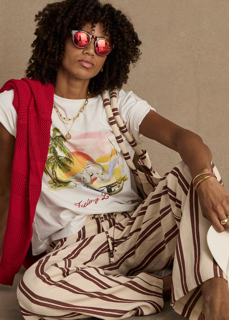 Women's Organic Cotton Creme Feeling Lucky Jodhi Tee - Classic Fit Everyday Graphic